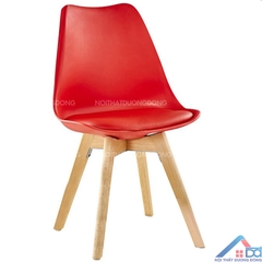 Ghế cafe Eames đệm bọc da J5 màu đỏ -CF 06