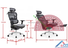 Ghế công thái học ergonomic có để chân nhựa -GX 22