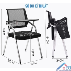 Ghế training chân mạ có bánh xe và bàn -TN 29