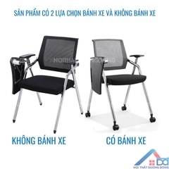 Ghế training chân mạ có bánh xe và bàn -TN 29