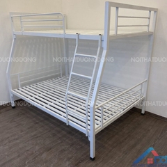 Giường sắt lệch tầng khung sắt hộp vuông rộng 1m4 -GT24