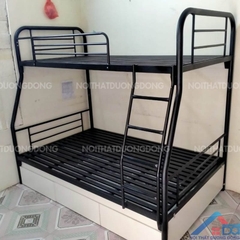 Giường tầng lệch tầng ống tròn có ngăn kéo gỗ tiện dụng -GT 29