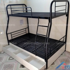 Giường tầng lệch tầng ống tròn có ngăn kéo gỗ tiện dụng -GT 29