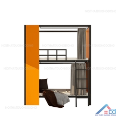 Giường tầng sắt homstay ốp gỗ -GT 31