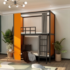 Giường tầng sắt homstay ốp gỗ -GT 31
