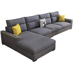 Sofa gỗ tự nhiên chữ L đen bọc nỉ - SF 33