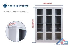 Tủ sắt văn phòng 3 cánh kính suốt -TS 22