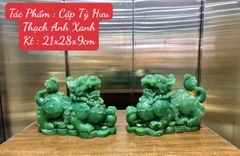 Cặp Tỳ Hưu Thạch Anh Xanh Linh Vật Vượng Tài Tiến Bảo