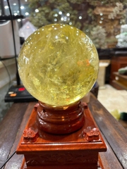 Quả Cầu Thạch Anh Vàng 15cm Hoàng Thạch Tụ Khí, Kích Hoạt Tài Danh