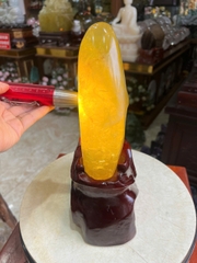 Núi Cảnh Đá Thạch Anh Vàng Kim Quang Khai Tộc Tụ Tài Trấn Trạch