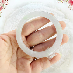 Vòng Cẩm Thạch Trắng Bạch Ngọc Bản Đũa Tròn Kèm Kiểm Định