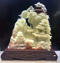 Bồng Lai Tiên Cảnh Ngọc Onyx Trực Cảnh Bảo Vật Sơn Thủy Hữu Tình