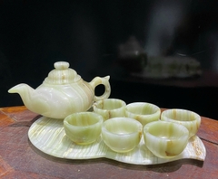 Bộ Ấm Chén Ngọc Onyx Xanh Tuyệt Tác Phong Thủy Thanh Lọc Khí Trường Nâng Tầm Thưởng Trà