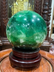 Quả Cầu Đá Fluorite Tinh Thể Tuyết Hoa 16cm Vũ Điệu Băng Tinh, Thăng Hoa Trí Tuệ