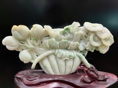 Giỏ Hoa Phú Quý Ngọc Phỉ Thuý Tự Nhiên - Quà Tặng Cao Cấp