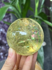 Quả Cầu Thạch Anh Vàng 6.6cm Hoàng Kim Chiêu Tài, Điểm Nhấn Nhỏ Gọn