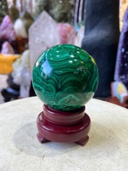 Quả Cầu Ngọc Khổng Tước (Malachite) 9.5cm Sắc Biển Khơi Sang Trọng, Chiêu Tài Tụ Khí