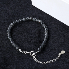 Vòng thạch anh tóc đen hạt mini khóa S925