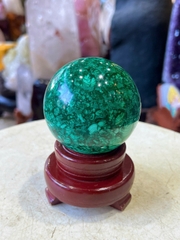 Quả Cầu Ngọc Khổng Tước (Malachite) 8cm Quyền Lực Hoàng Gia, Khơi Thông Tài Vận