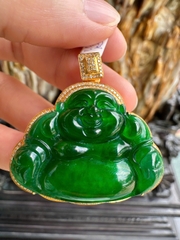 Phật Di Lặc Phỉ Thúy Đế Vương Lục Cát Tường Viên Mãn Tuyệt Tác Phú Quý, Hạnh Phúc Trường Tồn