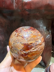 Quả Cầu Ngọc Mã Não Huyết Đỏ 775gram Huyết Ngọc Tụ Khí, Khởi Sắc Công Danh