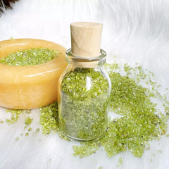 Vụn đá Peridot tự nhiên, đá thanh tẩy, đá phong thủy