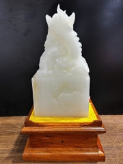 Ấn rồng ngọc onyx trắng vuông 26x14cm