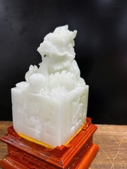 Ấn Rồng Ngọc Onyx Trắng Vuông 23x11cm