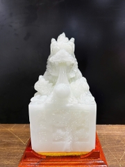 Ấn Rồng Ngọc Onyx Trắng Vuông 23x11cm