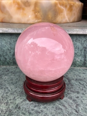 Quả Cầu Thạch Anh Hồng 16cm Hồng Ngọc Cát Tường, Gắn Kết Nhân Duyên