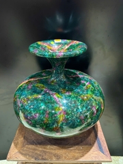 Bình Chiêu Tài Hút Lộc Chalcedony Vân Ngọc Khổng Tước 37cm