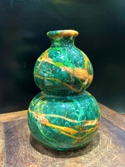 Bình Hồ Lô Ngọc Chalcedony Vân Khổng Tước 22cm