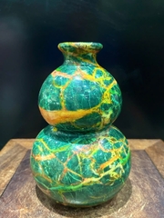 Bình Hồ Lô Ngọc Chalcedony Vân Khổng Tước 22cm