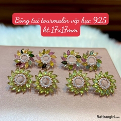 Bông tai đá quý tourmalin vip bạc 925 01
