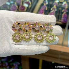 Bông tai đá quý tourmalin vip bạc 925 01