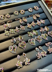 Bông tai đá quý tourmalin vip bạc 925 03