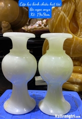 Cặp lục bình chiêu hút tài lộc ngọc onyx trắng 19cm