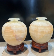 Cặp lục bình hút lộc ngọc onyx 32cm