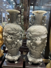 Cặp lục bình long phụng sum vầy ngọc onyx xám 80cm