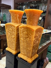 Cặp lục bình phú quý ngọc hoàng long khắc tứ diện