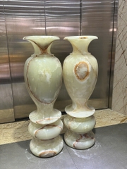 Cặp lục bình phú quý ngọc onyx trắng 100cm