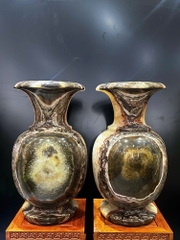 Cặp lục bình thổ cẩm vân mắt thiên nhãn ngọc onyx 48cm