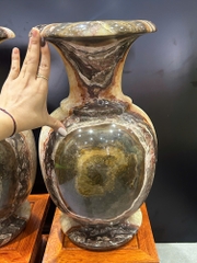 Cặp lục bình thổ cẩm vân mắt thiên nhãn ngọc onyx 48cm