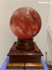 Cầu obisidian đá núi lửa huyết đỏ 20cm