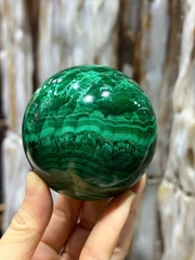 Quả Cầu Ngọc Khổng Tước (Malachite) 7cm Quyền Quý Nhỏ Gọn, Hộ Thân Chiêu Tài