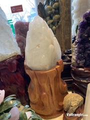 Đại cảnh búp sen đá quý thạch anh trắng 120cm