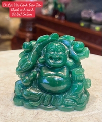 Di lặc vác cành đào tiên thạch anh xanh 8cm