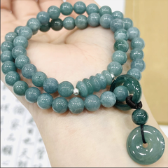 Vòng Tay Lam Ngọc Type A Quấn 2 Vòng Treo Ngũ Điếu Tinh Tế