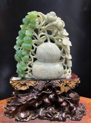 Hồ Lô Phú Quý Ngọc Serpentine Hút Tài Tích Lộc, Gia Đạo Bình An