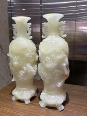 Cặp Lục Bình Long Phụng Ngọc Onyx Thăng Tiến Công Danh, Gia Đạo Viên Mãn